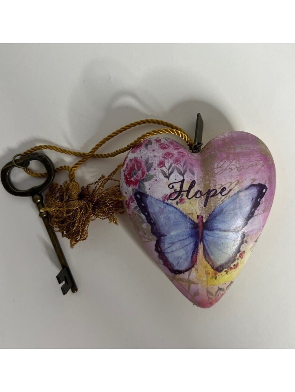 DEMDACO Art Heart Hope Christine Adolph Butterfly Key Easel Ornament